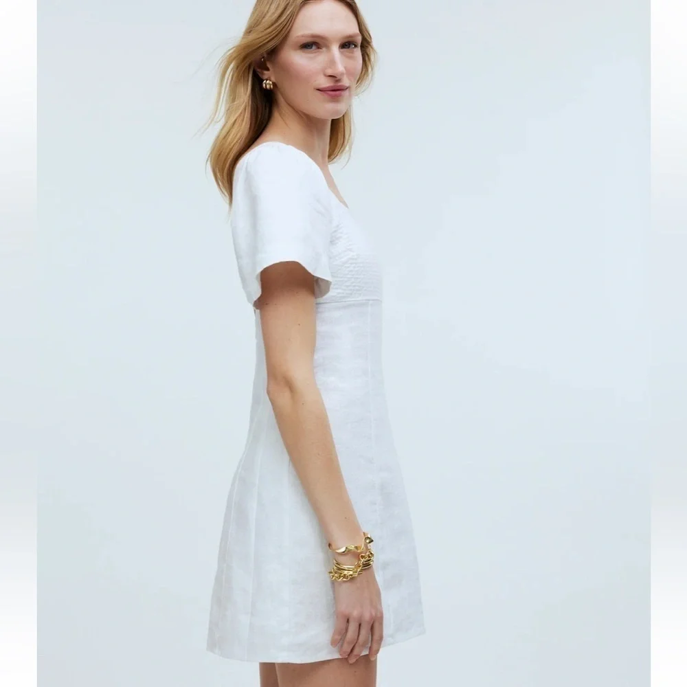 Madewell Square-Neck Mini Dress in 100% Linen - Picture 3 of 7